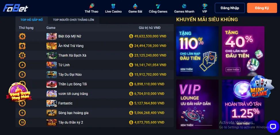 Khuyến mãi game Bắn Cá